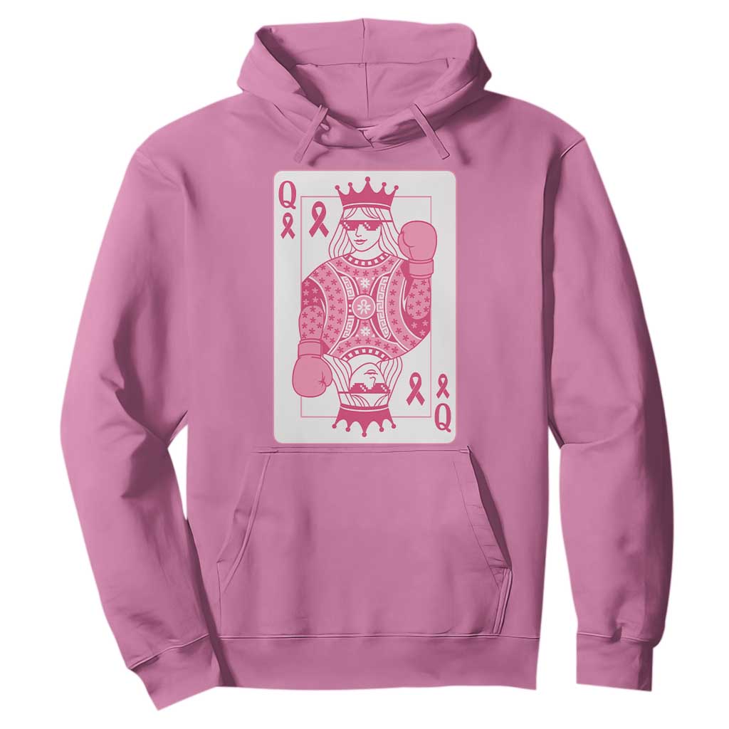 Breast Cancer Support Hoodie Queen Of Pink Ribbon Blackjack Cards Poker