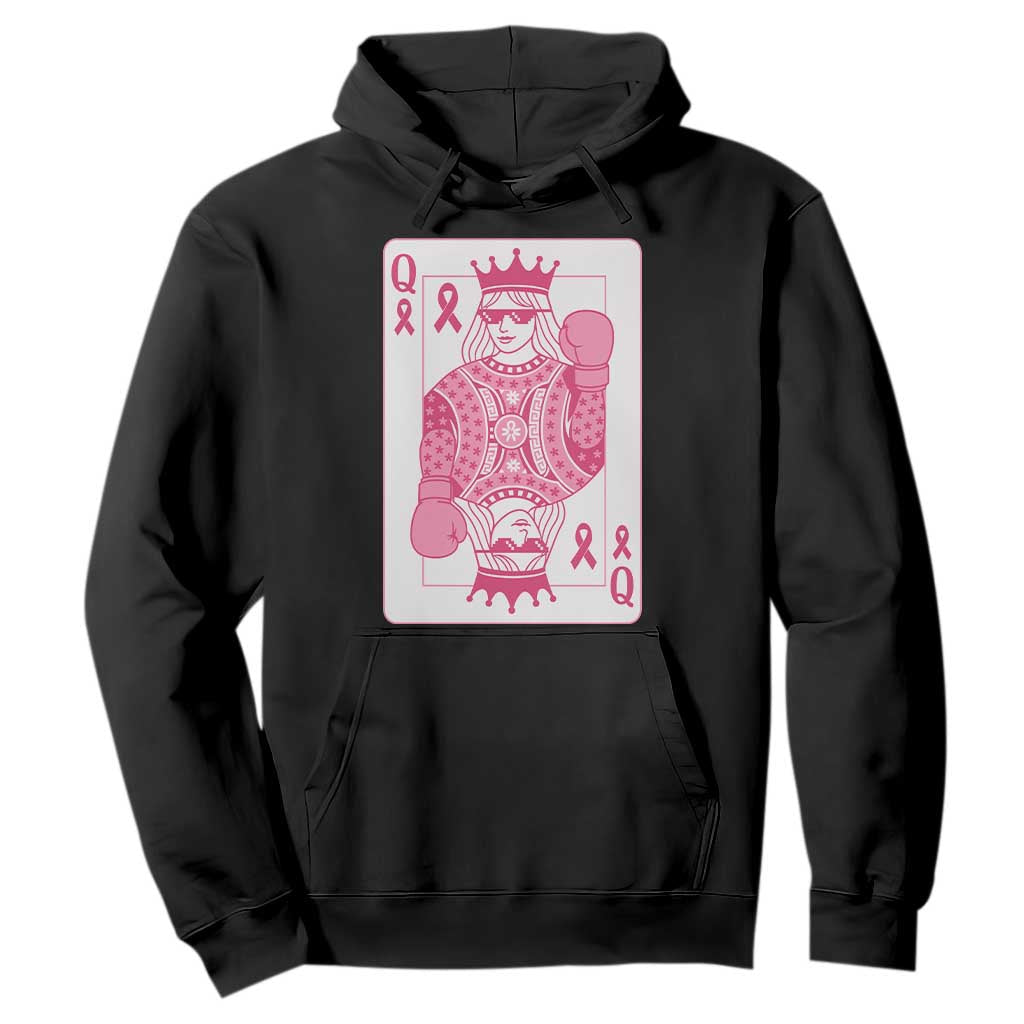 Breast Cancer Support Hoodie Queen Of Pink Ribbon Blackjack Cards Poker