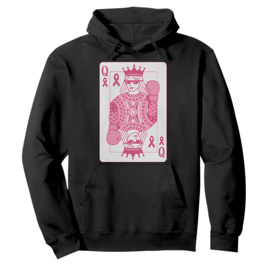 Breast Cancer Support Hoodie Queen Of Pink Ribbon Blackjack Cards Poker