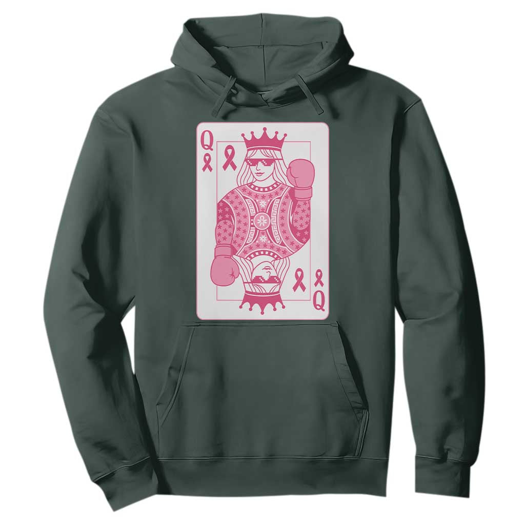 Breast Cancer Support Hoodie Queen Of Pink Ribbon Blackjack Cards Poker
