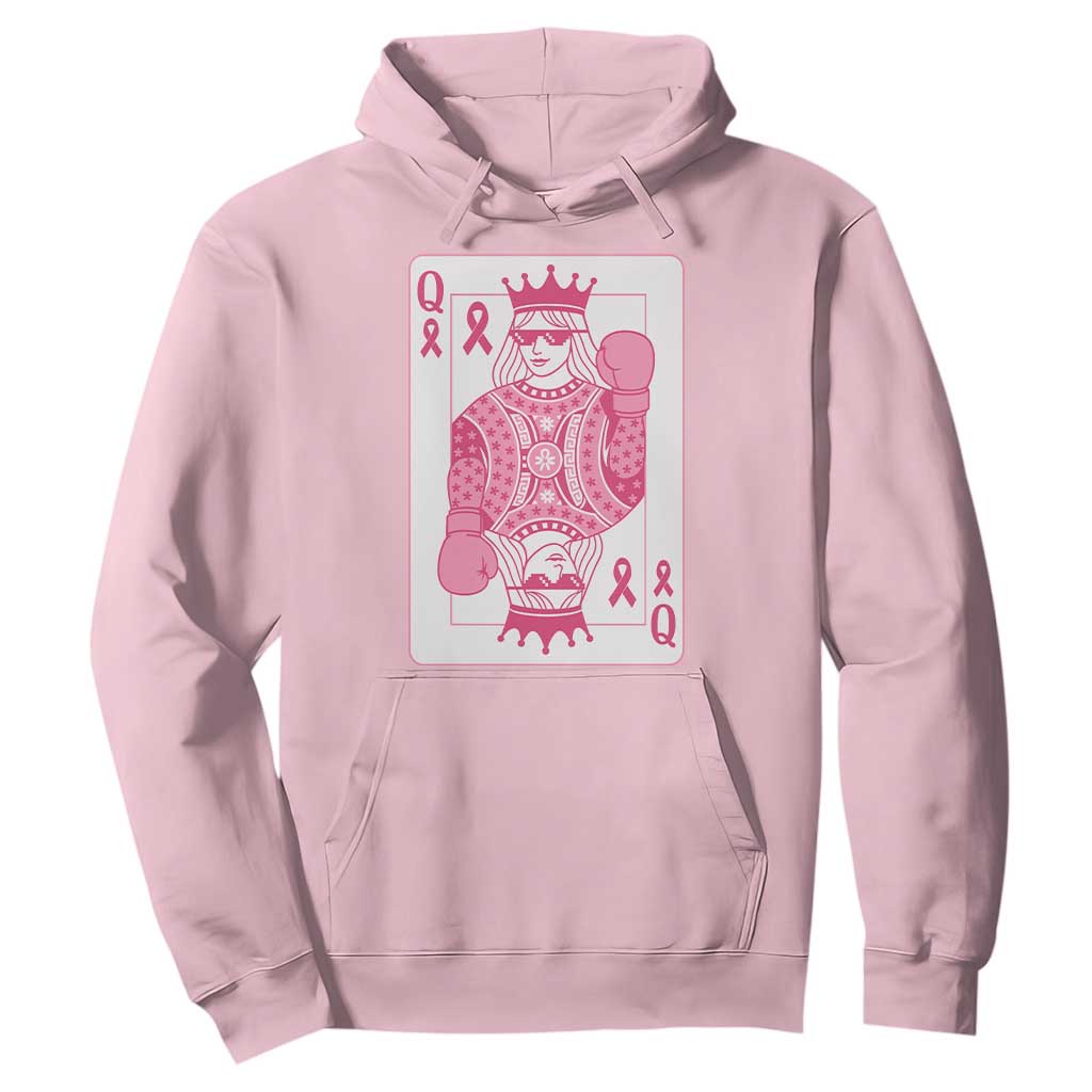 Breast Cancer Support Hoodie Queen Of Pink Ribbon Blackjack Cards Poker