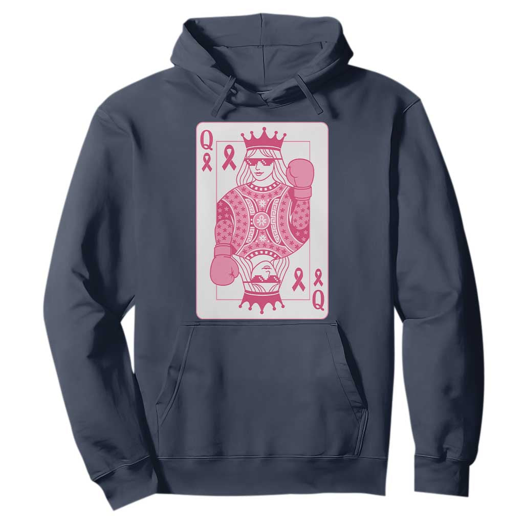 Breast Cancer Support Hoodie Queen Of Pink Ribbon Blackjack Cards Poker