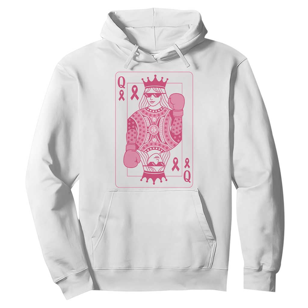 Breast Cancer Support Hoodie Queen Of Pink Ribbon Blackjack Cards Poker