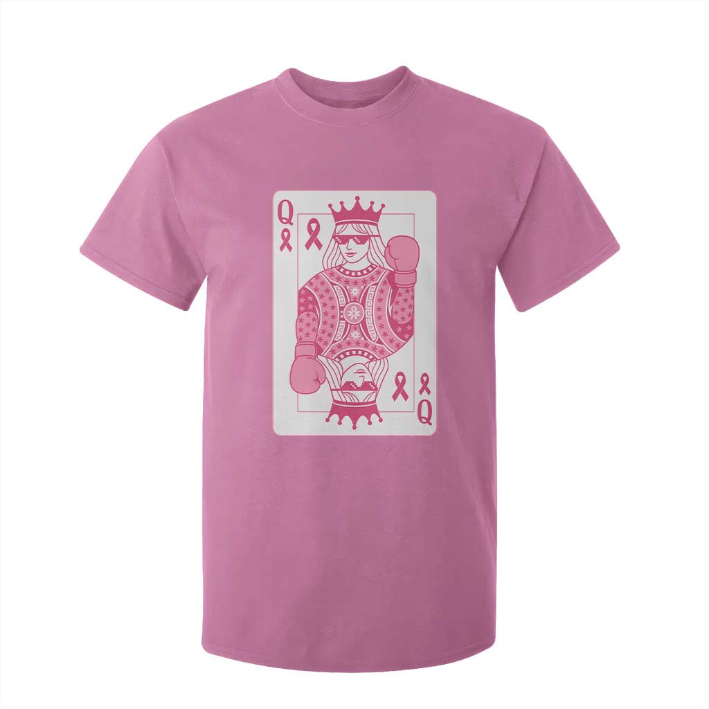 Breast Cancer Support T Shirt For Kid Queen Of Pink Ribbon Blackjack Cards Poker