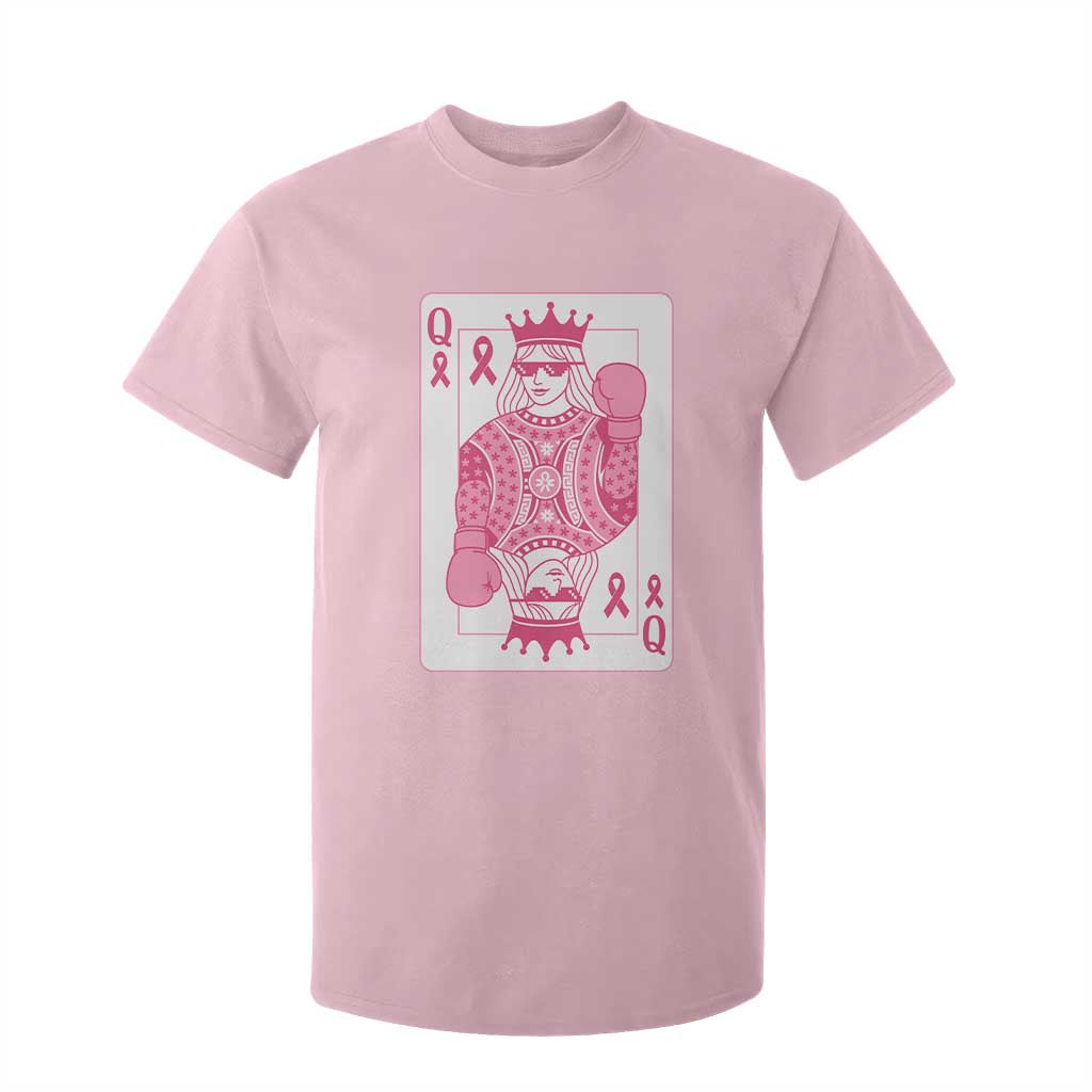 Breast Cancer Support T Shirt For Kid Queen Of Pink Ribbon Blackjack Cards Poker