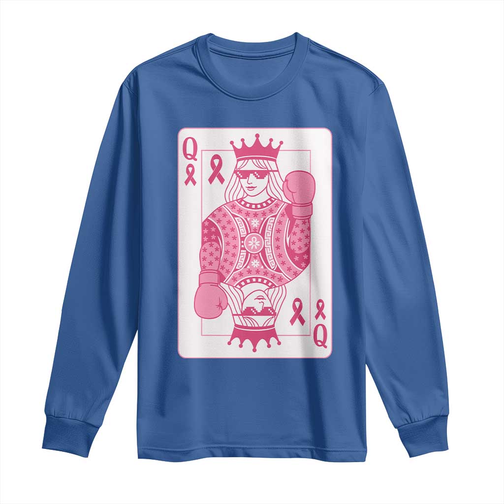 Breast Cancer Support Long Sleeve Shirt Queen Of Pink Ribbon Blackjack Cards Poker