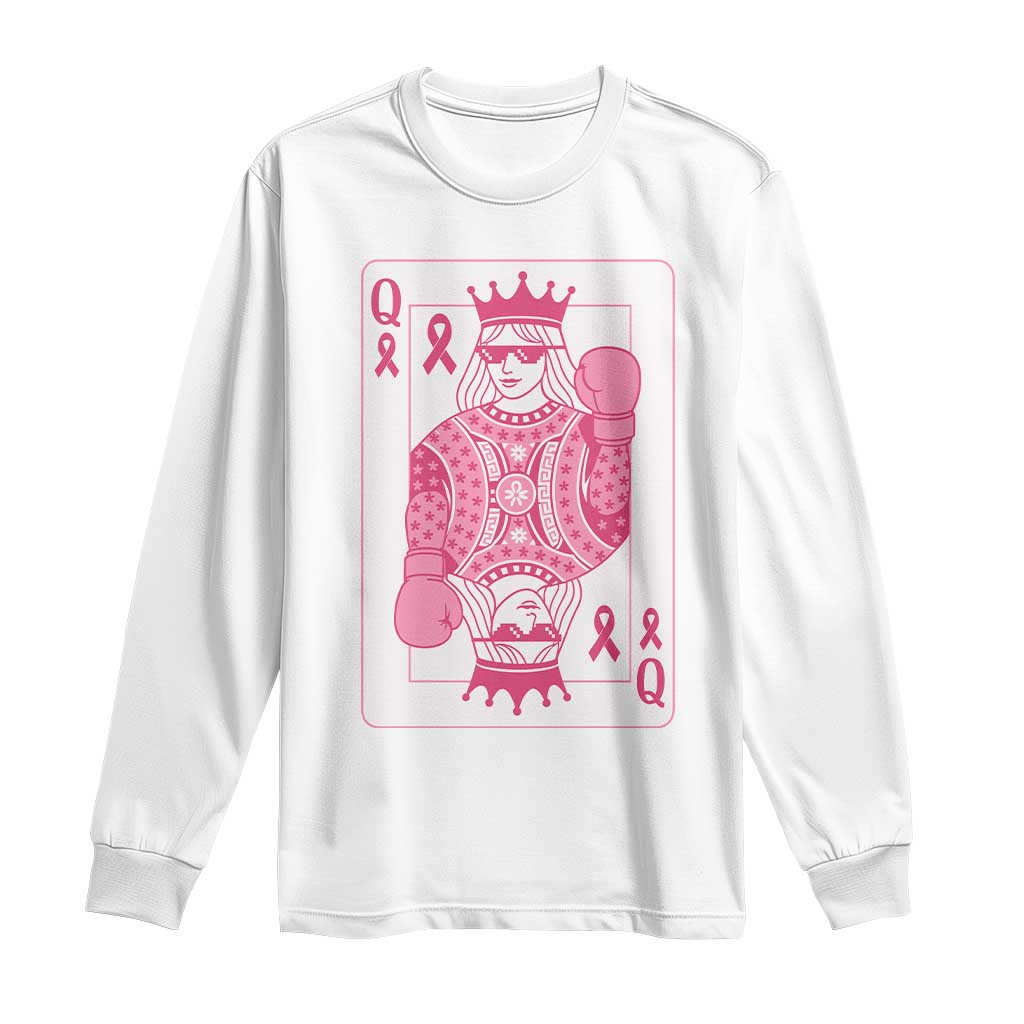 Breast Cancer Support Long Sleeve Shirt Queen Of Pink Ribbon Blackjack Cards Poker