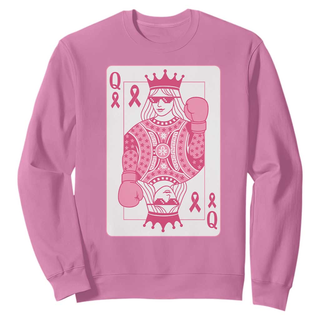 Breast Cancer Support Sweatshirt Queen Of Pink Ribbon Blackjack Cards Poker