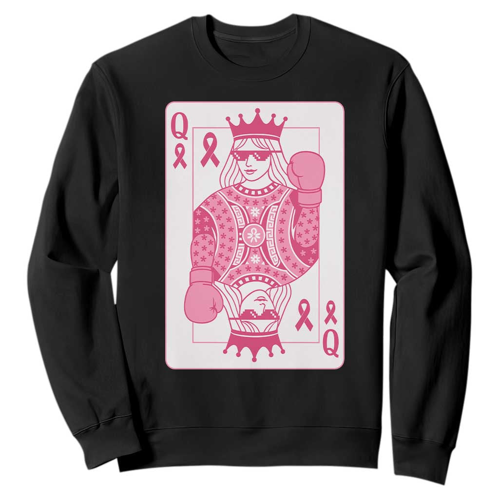 Breast Cancer Support Sweatshirt Queen Of Pink Ribbon Blackjack Cards Poker