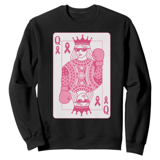 Breast Cancer Support Sweatshirt Queen Of Pink Ribbon Blackjack Cards Poker