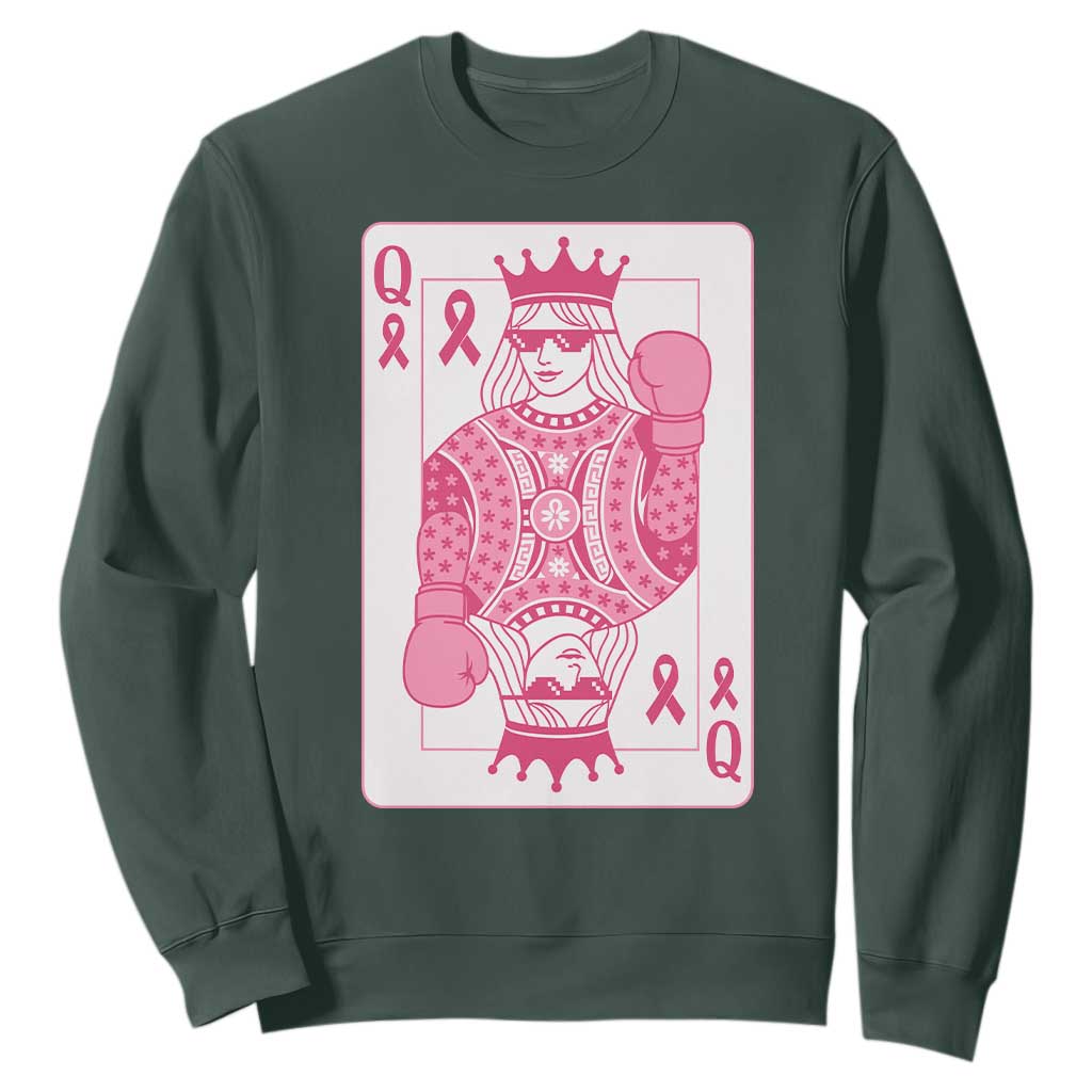 Breast Cancer Support Sweatshirt Queen Of Pink Ribbon Blackjack Cards Poker