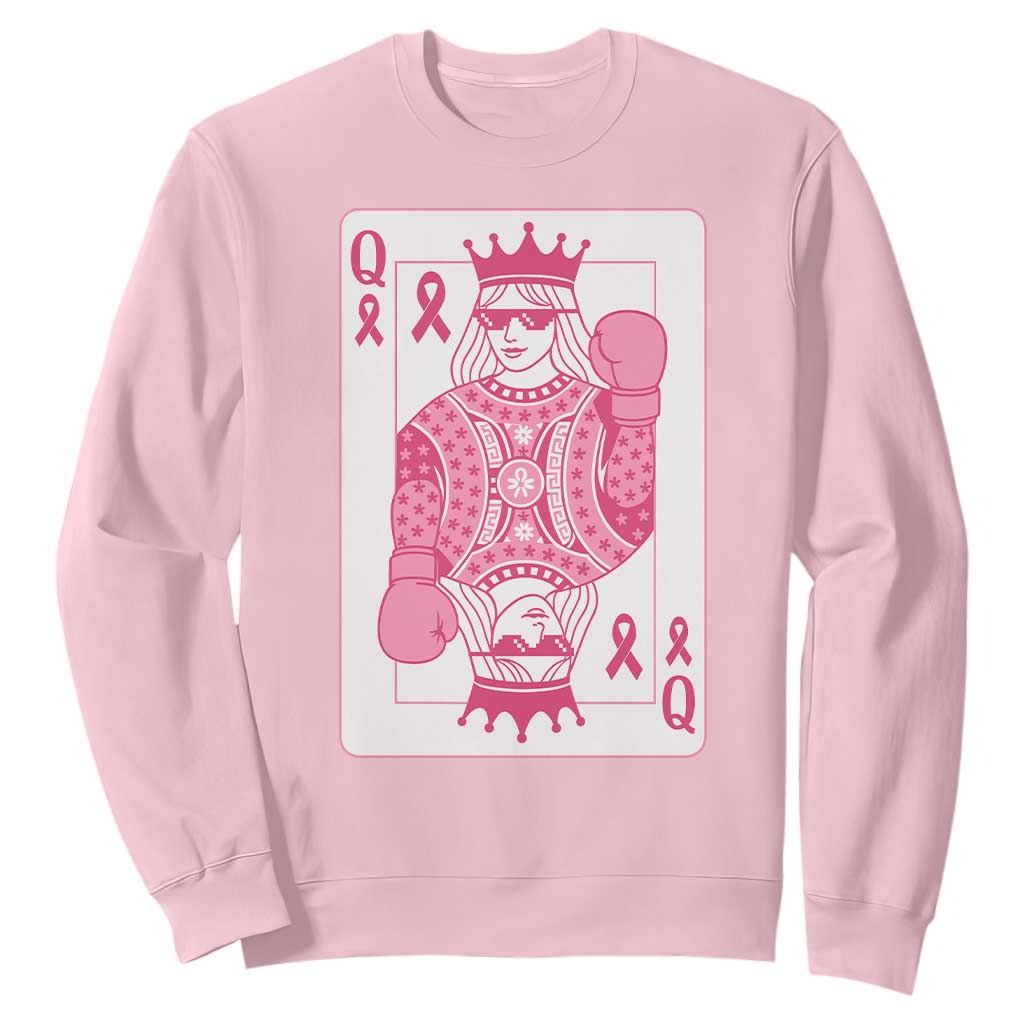 Breast Cancer Support Sweatshirt Queen Of Pink Ribbon Blackjack Cards Poker