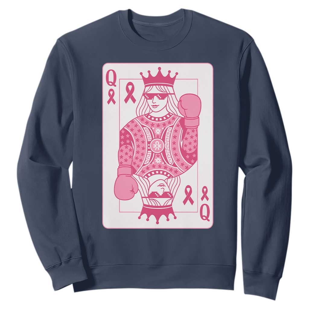 Breast Cancer Support Sweatshirt Queen Of Pink Ribbon Blackjack Cards Poker