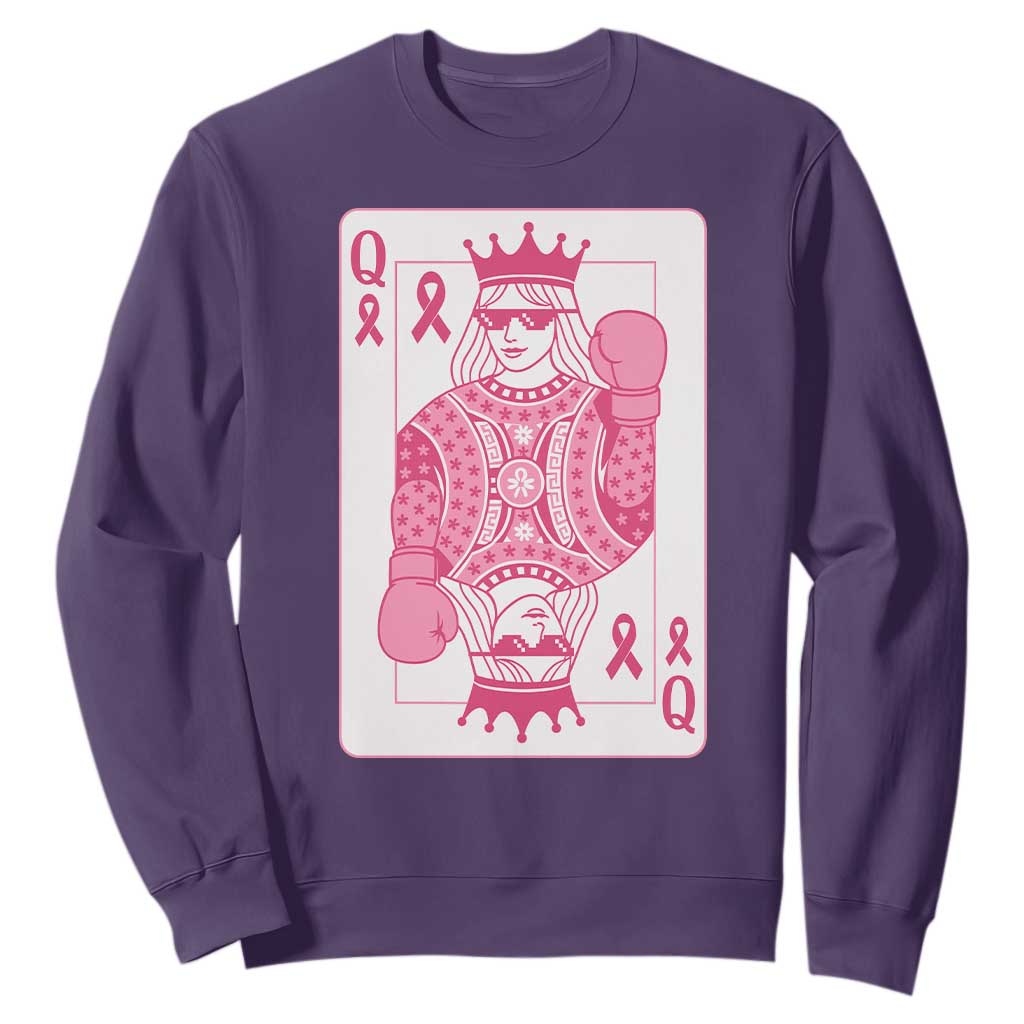 Breast Cancer Support Sweatshirt Queen Of Pink Ribbon Blackjack Cards Poker