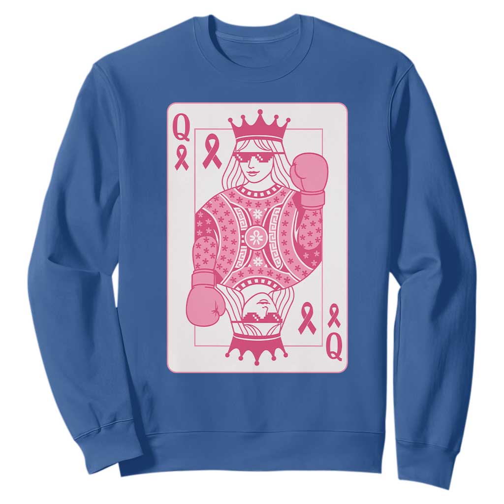 Breast Cancer Support Sweatshirt Queen Of Pink Ribbon Blackjack Cards Poker