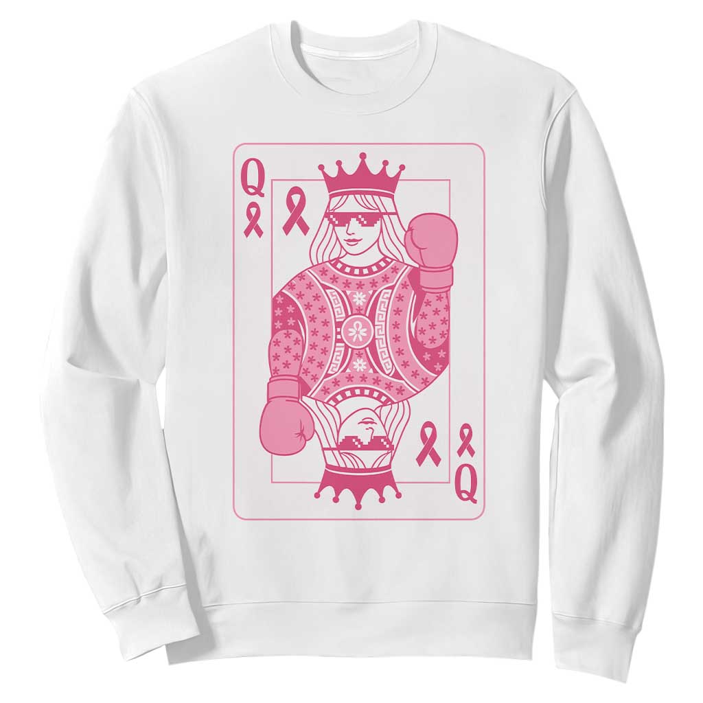Breast Cancer Support Sweatshirt Queen Of Pink Ribbon Blackjack Cards Poker