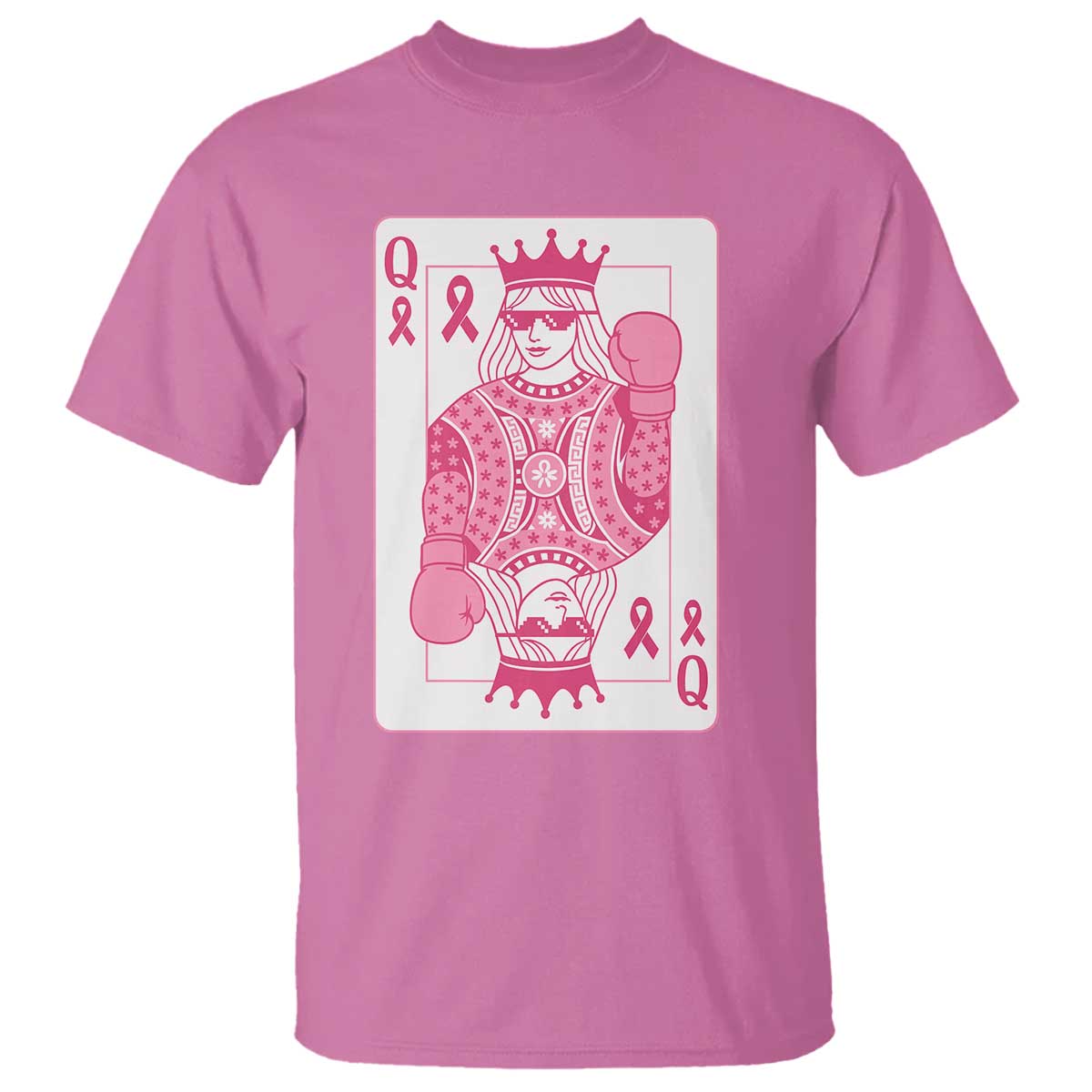 Breast Cancer Support T Shirt Queen Of Pink Ribbon Blackjack Cards Poker