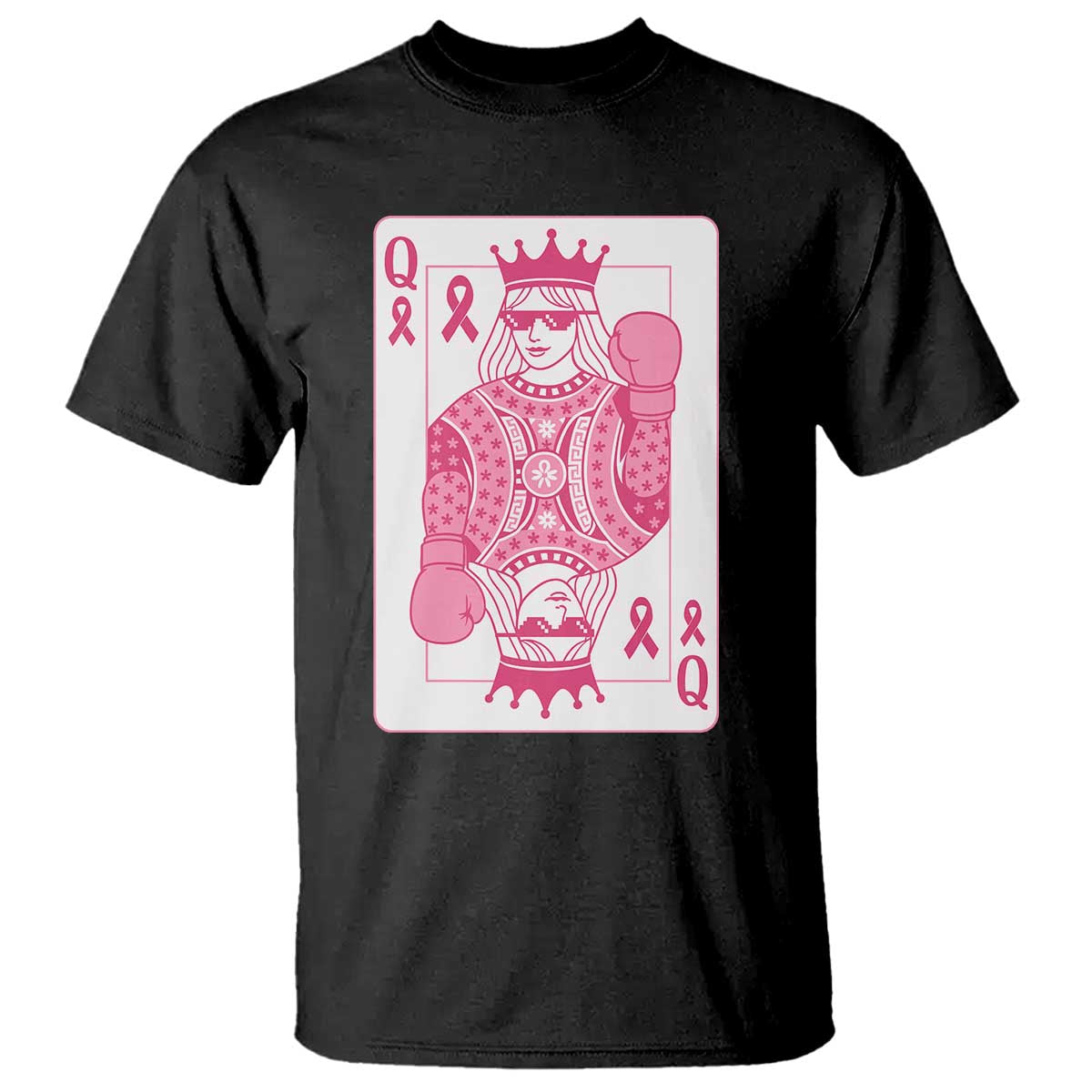 Breast Cancer Support T Shirt Queen Of Pink Ribbon Blackjack Cards Poker