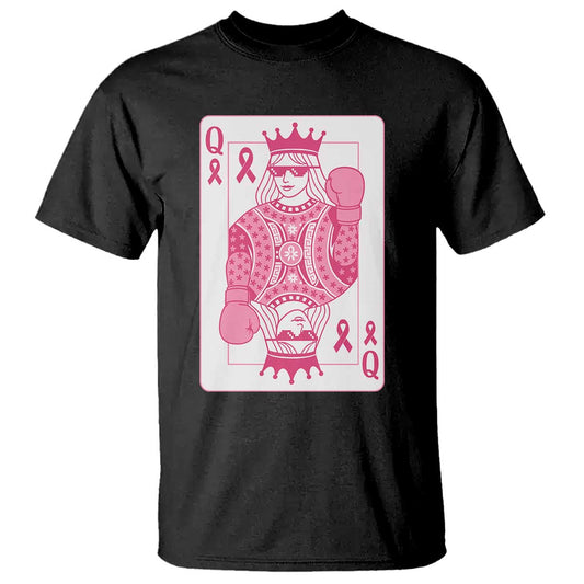 Breast Cancer Support T Shirt Queen Of Pink Ribbon Blackjack Cards Poker