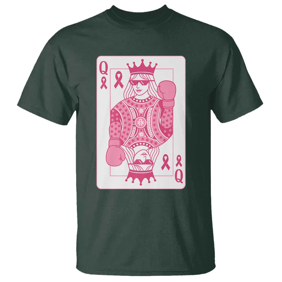 Breast Cancer Support T Shirt Queen Of Pink Ribbon Blackjack Cards Poker