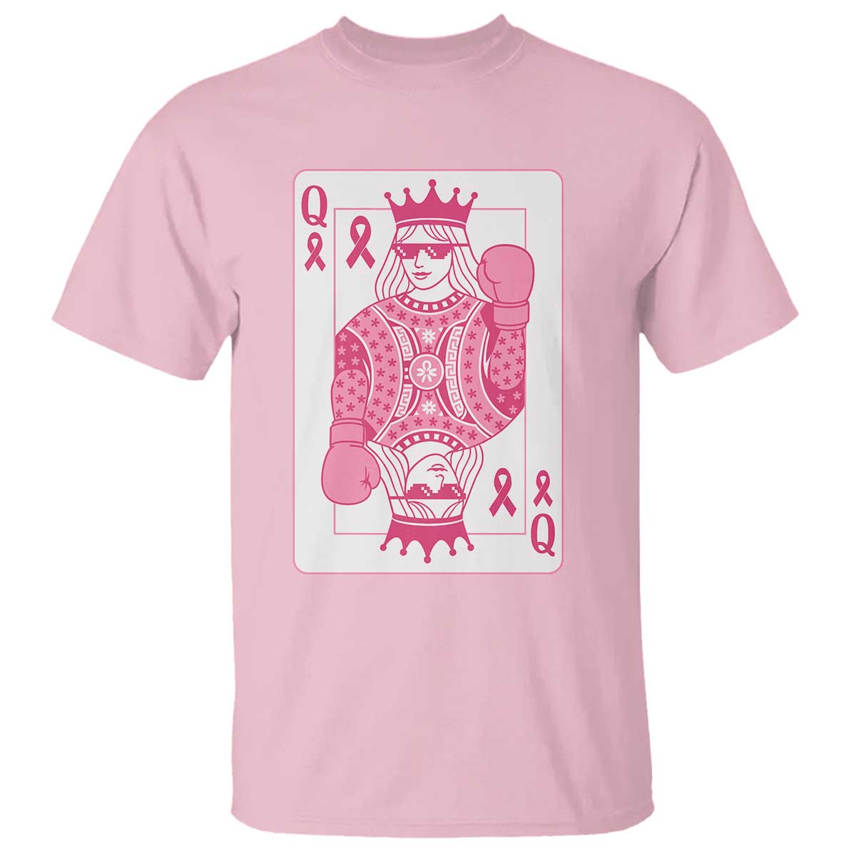 Breast Cancer Support T Shirt Queen Of Pink Ribbon Blackjack Cards Poker