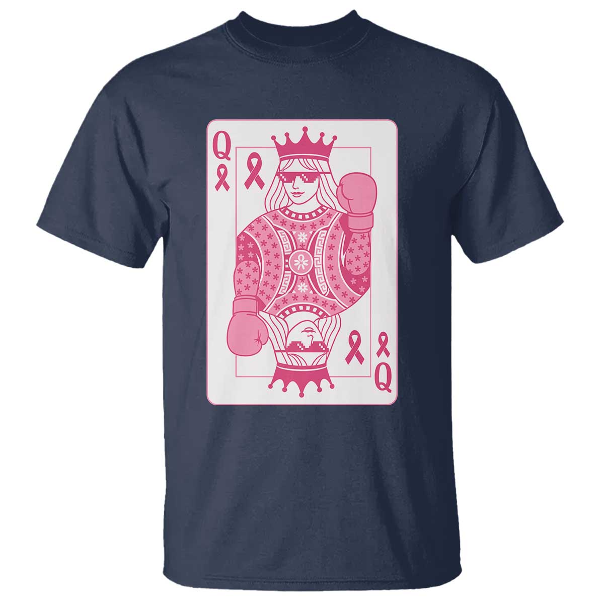 Breast Cancer Support T Shirt Queen Of Pink Ribbon Blackjack Cards Poker