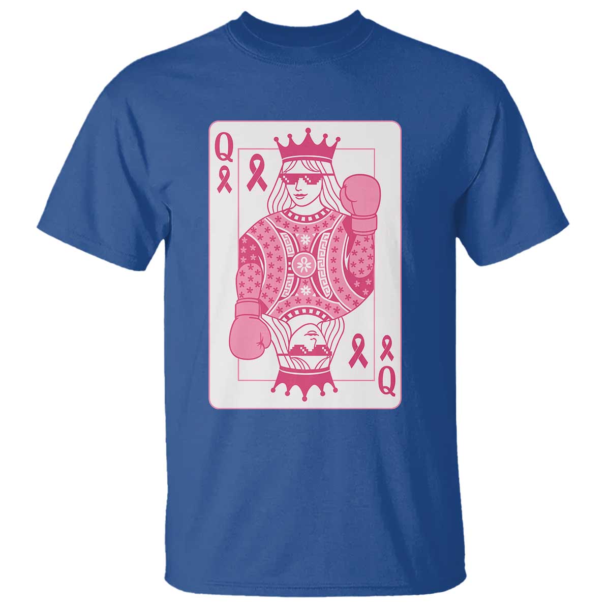 Breast Cancer Support T Shirt Queen Of Pink Ribbon Blackjack Cards Poker