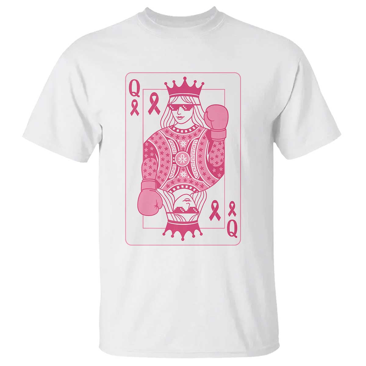 Breast Cancer Support T Shirt Queen Of Pink Ribbon Blackjack Cards Poker