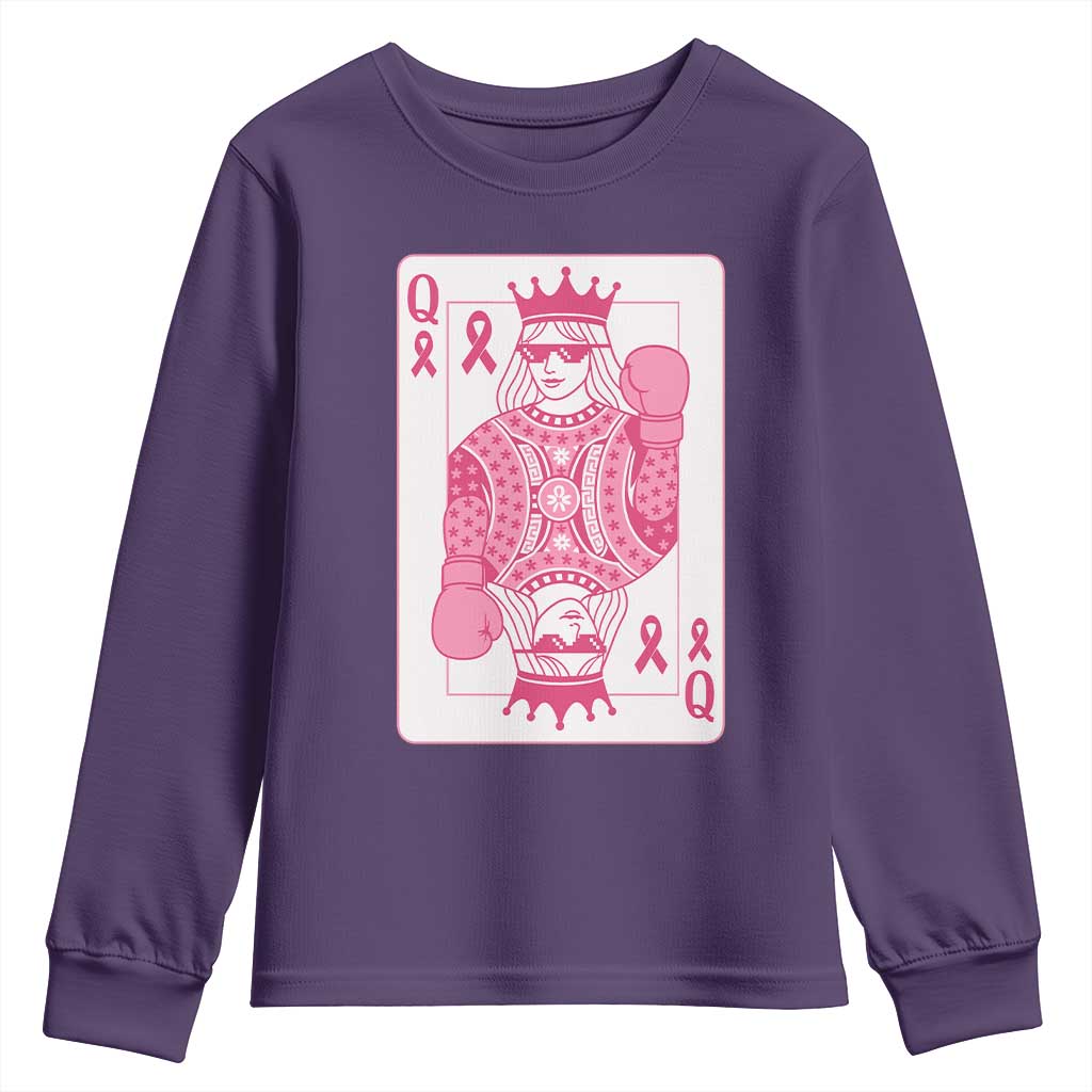 Breast Cancer Support Youth Sweatshirt Queen Of Pink Ribbon Blackjack Cards Poker