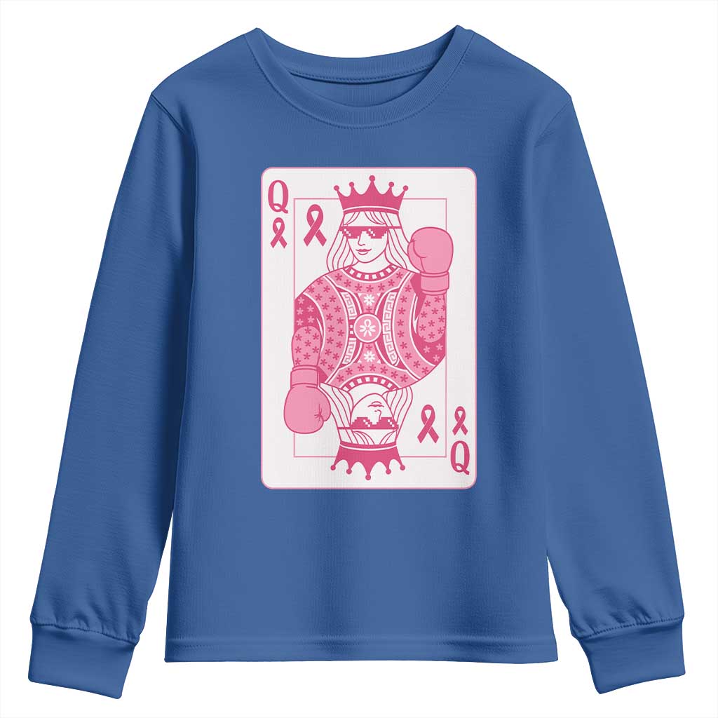 Breast Cancer Support Youth Sweatshirt Queen Of Pink Ribbon Blackjack Cards Poker
