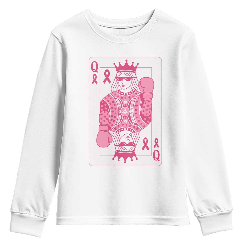 Breast Cancer Support Youth Sweatshirt Queen Of Pink Ribbon Blackjack Cards Poker