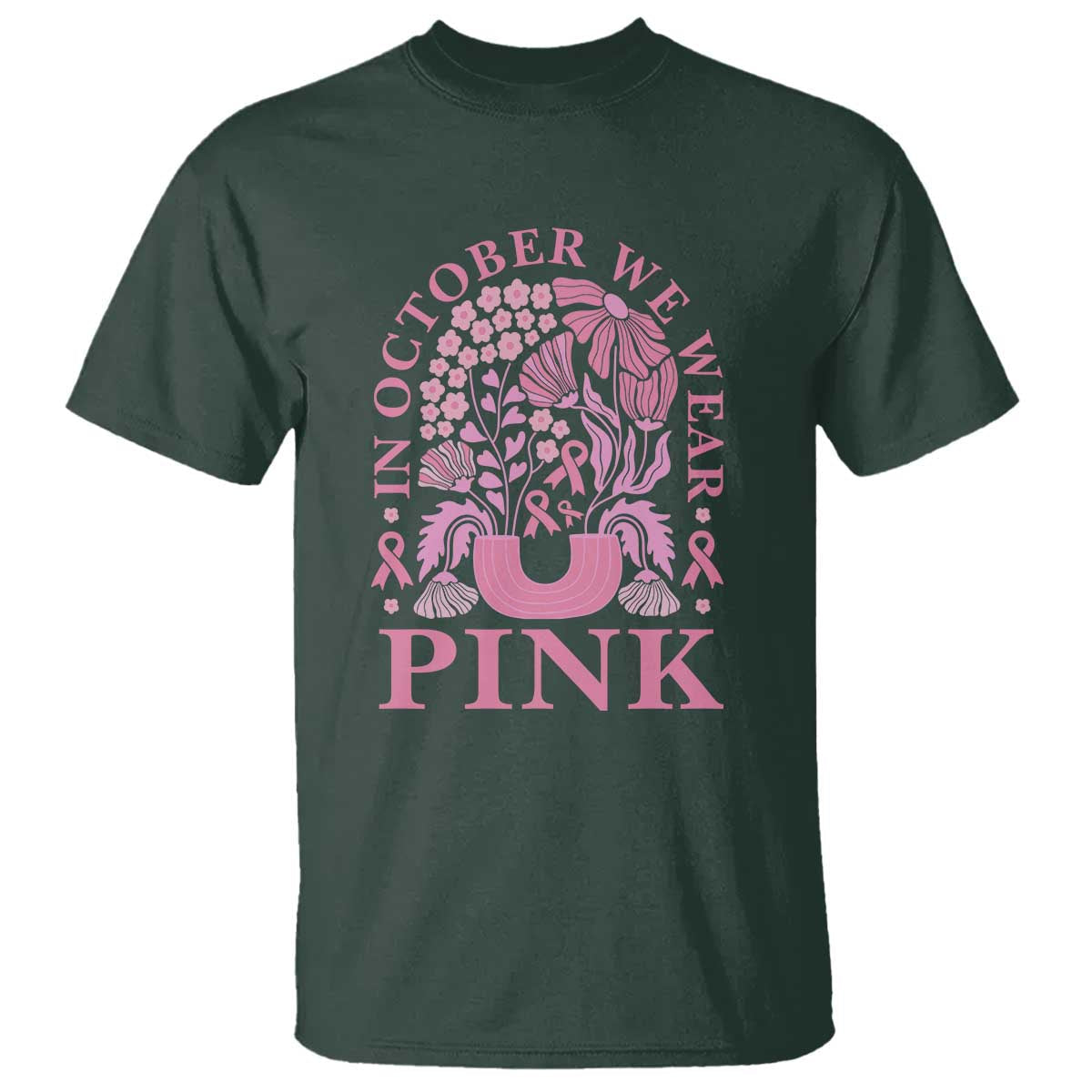 breast-cancer-awareness-month-t-shirt-boho-floral-vintage-floral-pink-ribbon