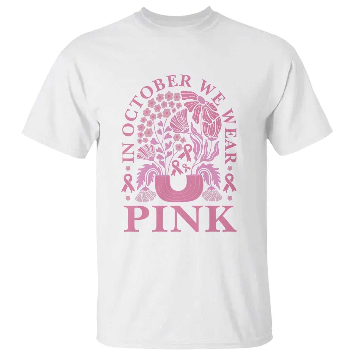 breast-cancer-awareness-month-t-shirt-boho-floral-vintage-floral-pink-ribbon