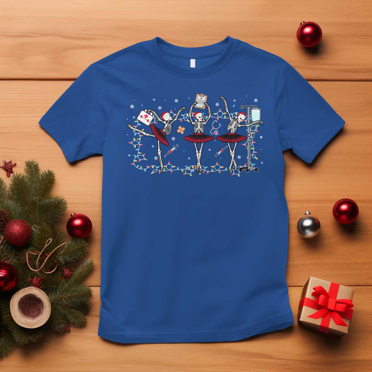 skeleton-nurse-christmas-t-shirt-ballerinas-ballet-dance-xmas-lights