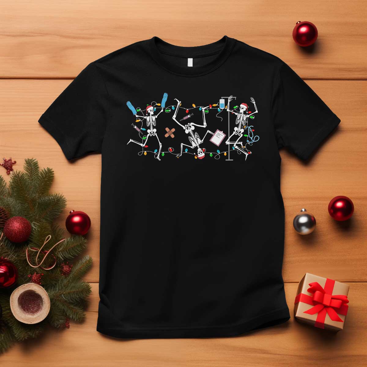 skeleton-nurse-christmas-t-shirt-funny-hip-hop-dancing-registered-nurse-xmas-lights