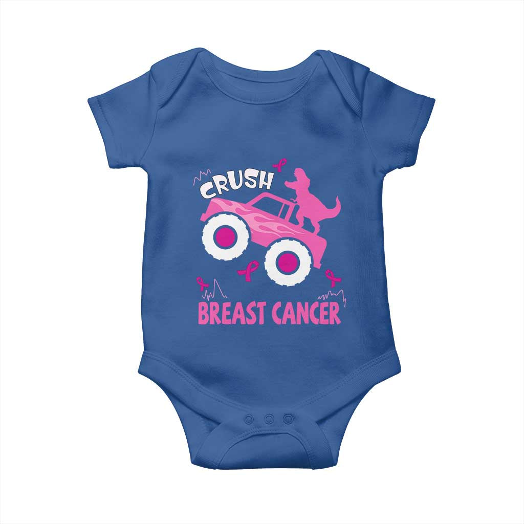 Crush Breast Cancer Support Baby Onesie Pink Ribbon Monster Truck Dinosaur