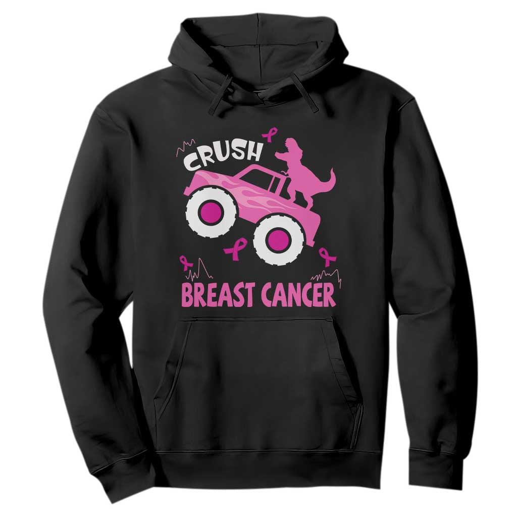 Crush Breast Cancer Support Hoodie Pink Ribbon Monster Truck Dinosaur