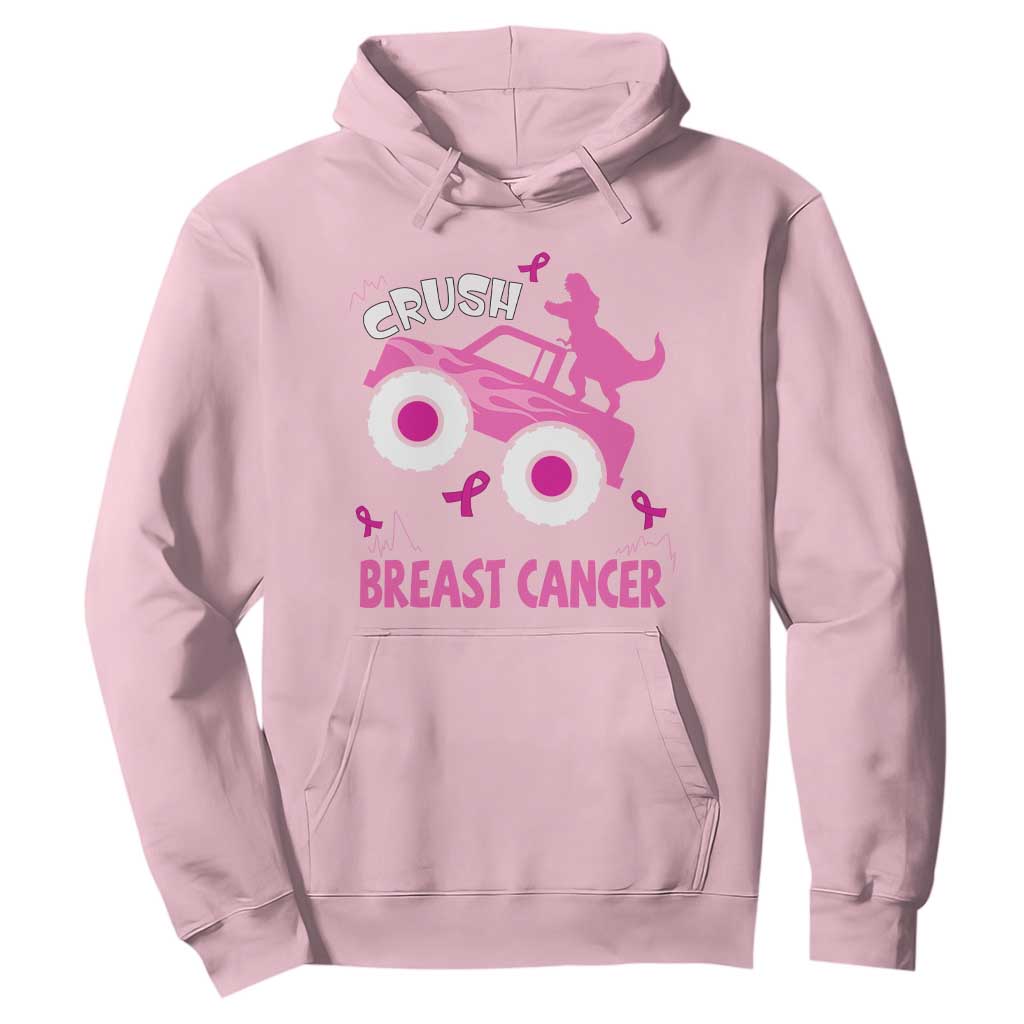 Crush Breast Cancer Support Hoodie Pink Ribbon Monster Truck Dinosaur