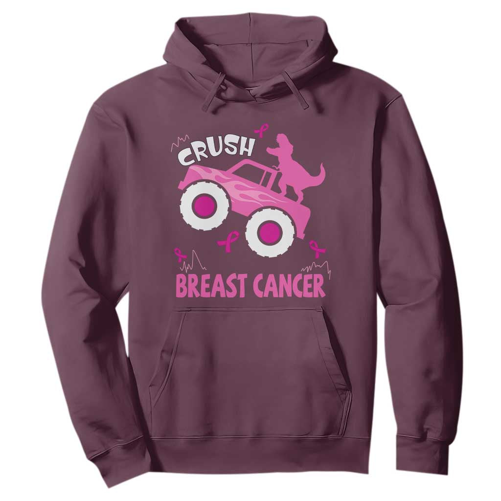 Crush Breast Cancer Support Hoodie Pink Ribbon Monster Truck Dinosaur