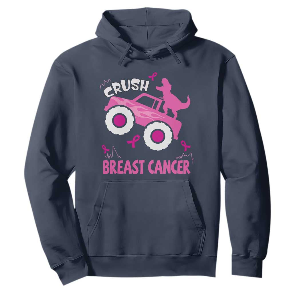 Crush Breast Cancer Support Hoodie Pink Ribbon Monster Truck Dinosaur