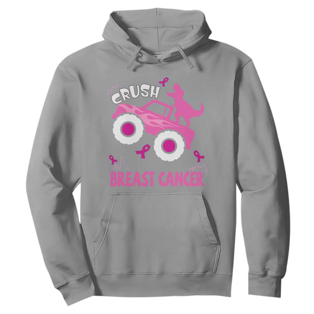 Crush Breast Cancer Support Hoodie Pink Ribbon Monster Truck Dinosaur