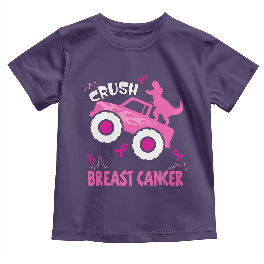 Crush Breast Cancer Support Toddler T Shirt Pink Ribbon Monster Truck Dinosaur