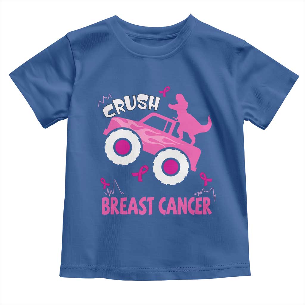 Crush Breast Cancer Support Toddler T Shirt Pink Ribbon Monster Truck Dinosaur
