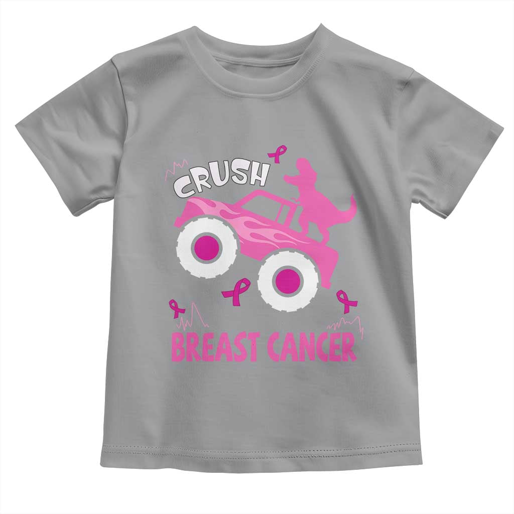 Crush Breast Cancer Support Toddler T Shirt Pink Ribbon Monster Truck Dinosaur