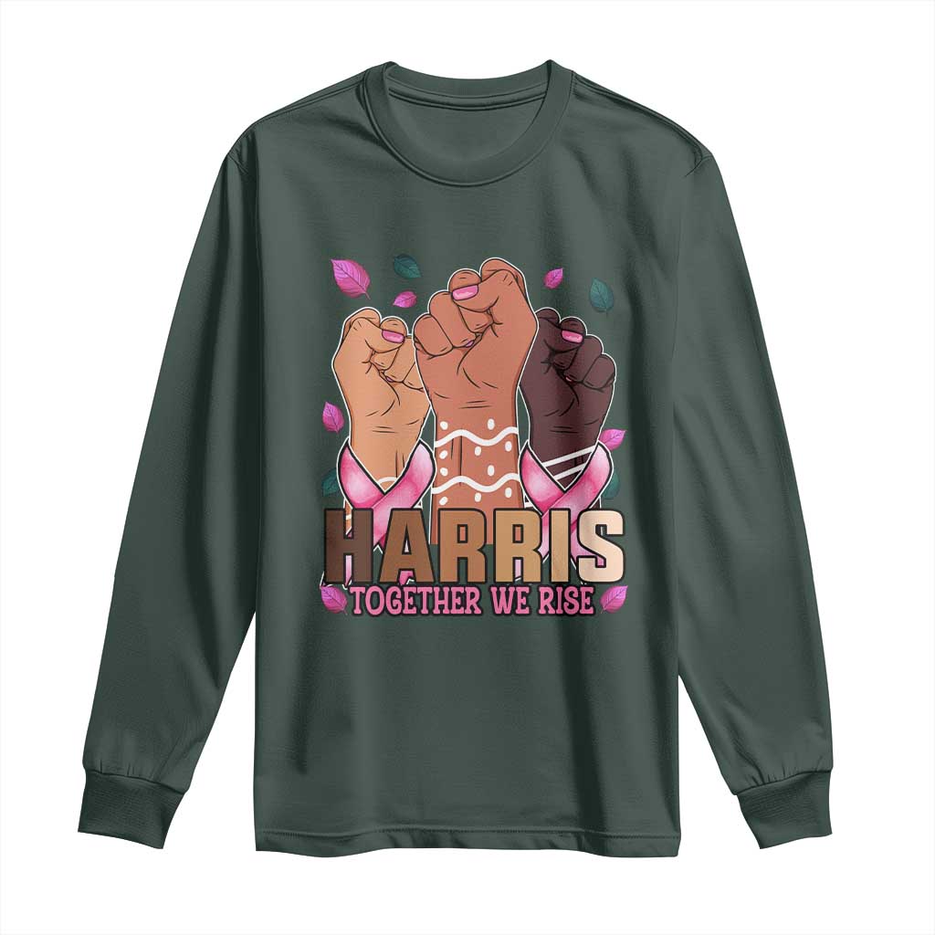 Breast Cancer Support Month Kamala Harris Long Sleeve Shirt In October We Wear Pink 2024 Together We Rise