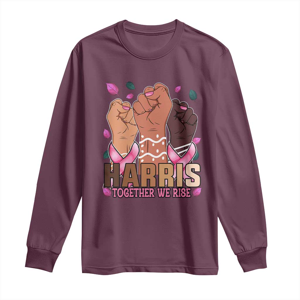 Breast Cancer Support Month Kamala Harris Long Sleeve Shirt In October We Wear Pink 2024 Together We Rise