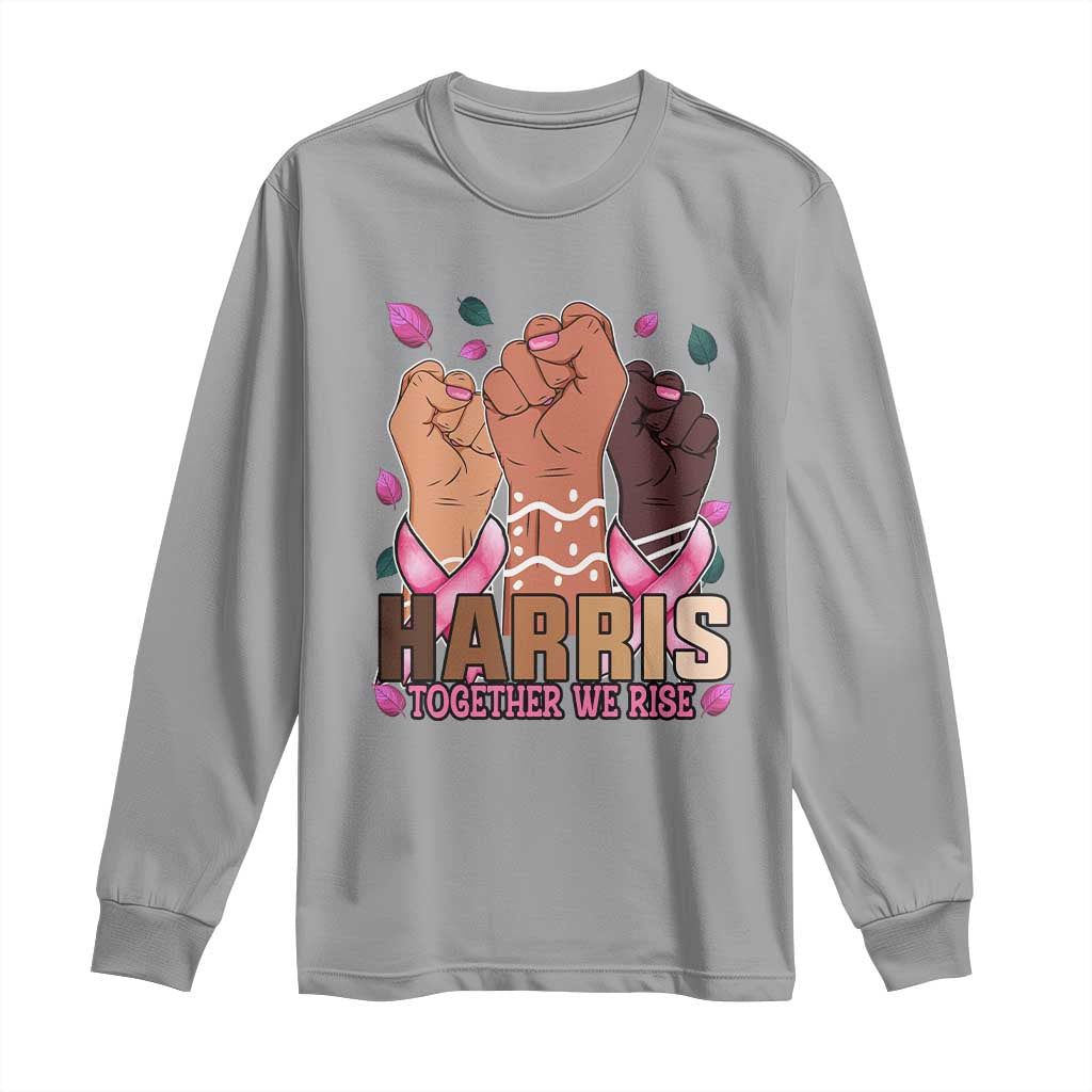 Breast Cancer Support Month Kamala Harris Long Sleeve Shirt In October We Wear Pink 2024 Together We Rise