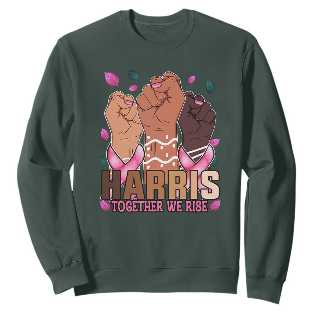 Breast Cancer Support Month Kamala Harris Sweatshirt In October We Wear Pink 2024 Together We Rise