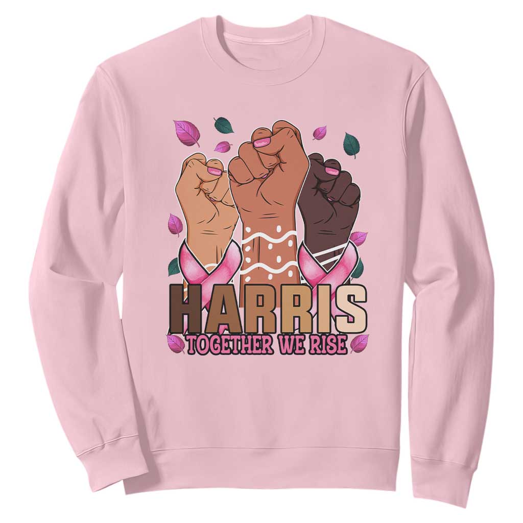 Breast Cancer Support Month Kamala Harris Sweatshirt In October We Wear Pink 2024 Together We Rise