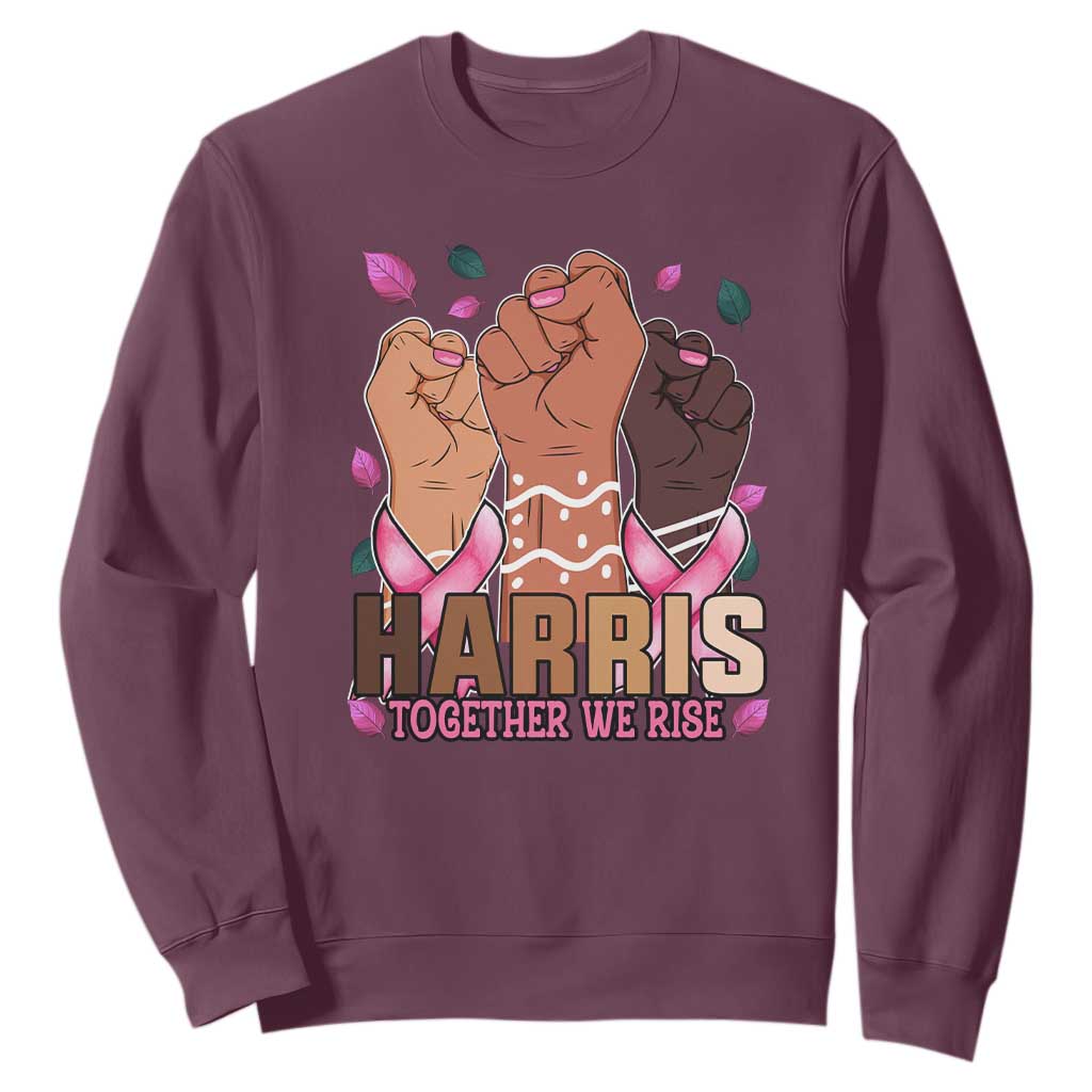 Breast Cancer Support Month Kamala Harris Sweatshirt In October We Wear Pink 2024 Together We Rise